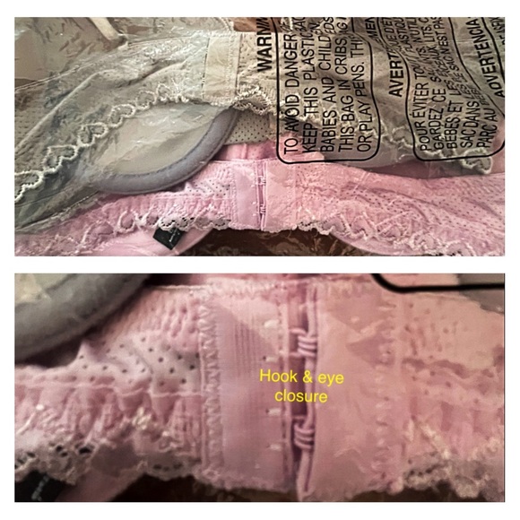 BNWT: *2* 36B RENÉ ROFÉ LINGERIE Pink & Gray Underwire Padded Demi Bras - Picture 5 of 11